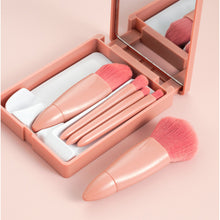 Load image into Gallery viewer, Easy-taken Travel Makeup Brush Set,5pcs Mini Complete Function Cosmetic Brushes Kit with Mirror
