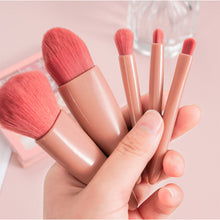 Load image into Gallery viewer, Easy-taken Travel Makeup Brush Set,5pcs Mini Complete Function Cosmetic Brushes Kit with Mirror
