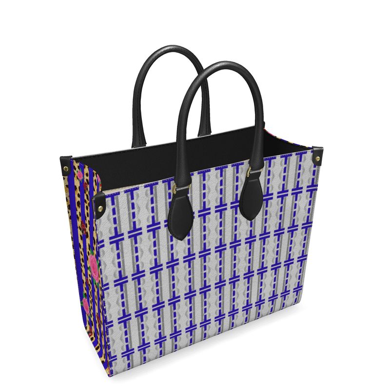 Royal Blue Leather Shopper Bag