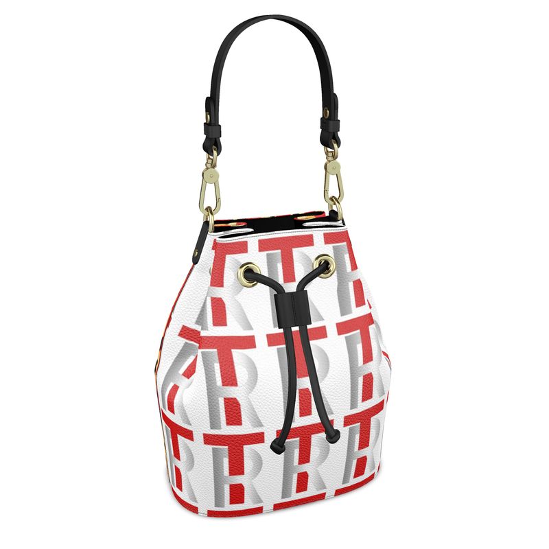 Red Leather Bucket or Drawstring Bag