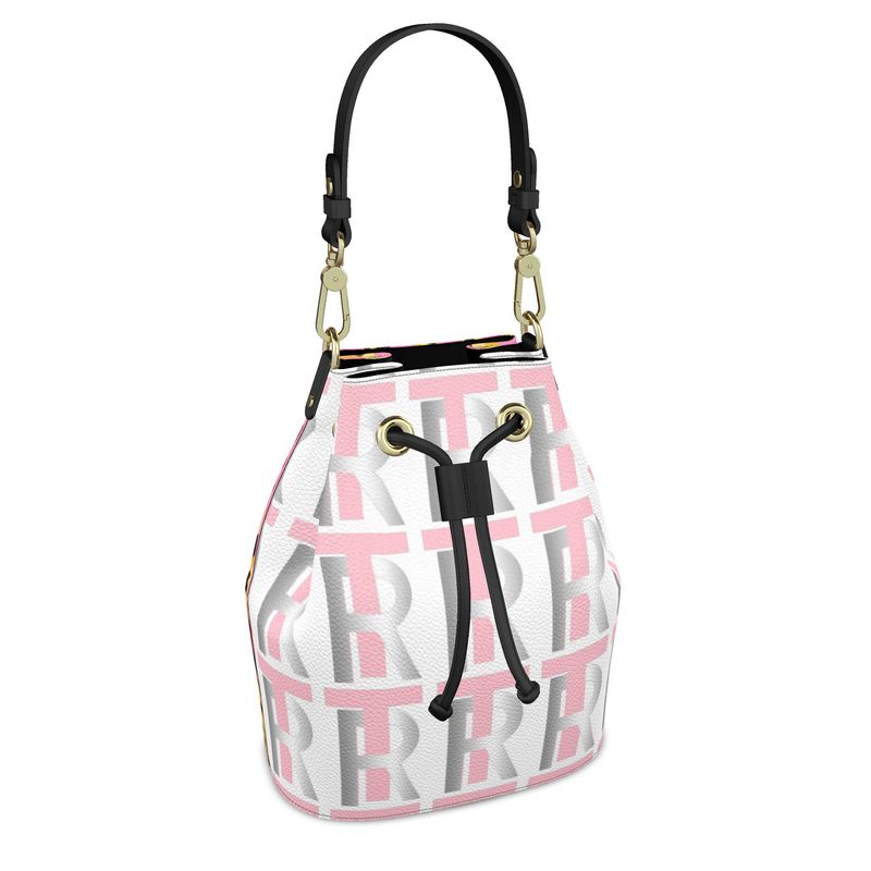 Pink Leather Bucket or Drawstring Bag