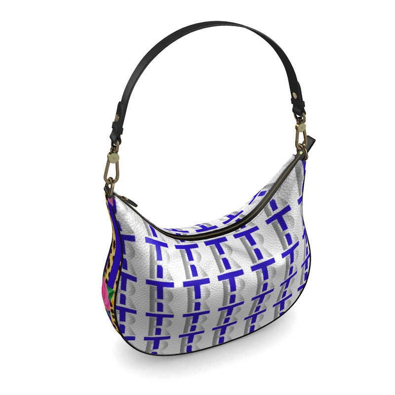 Royal Blue Leather Curve Hobo Bag