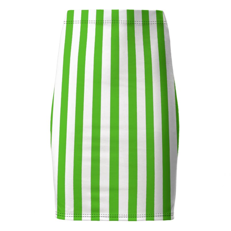 Green Stripe Pencil Skirt